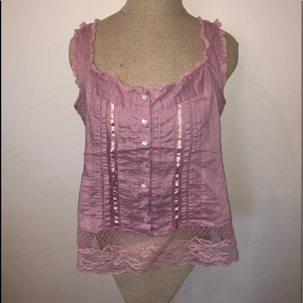 Pink button up tank top